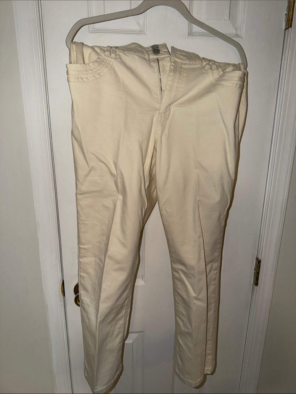 Susan Graver Slim Cream Chino Pants